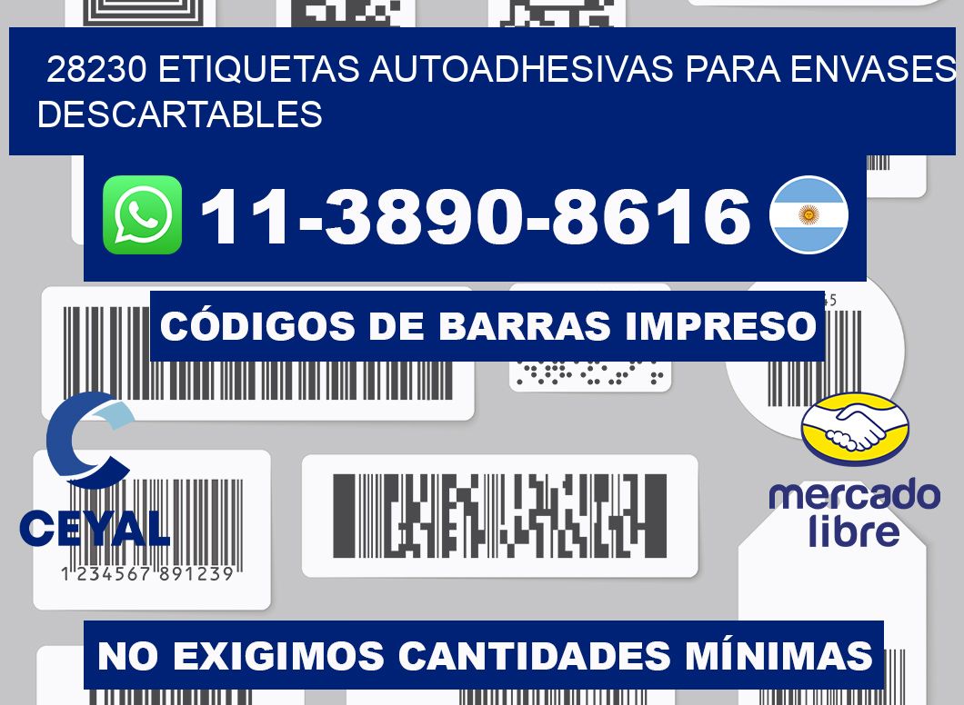 28230 etiquetas autoadhesivas para envases descartables