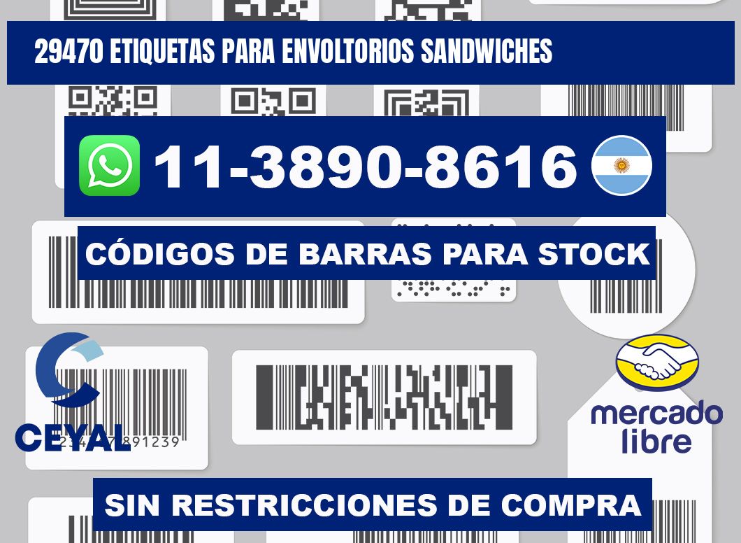 29470 etiquetas para envoltorios sandwiches