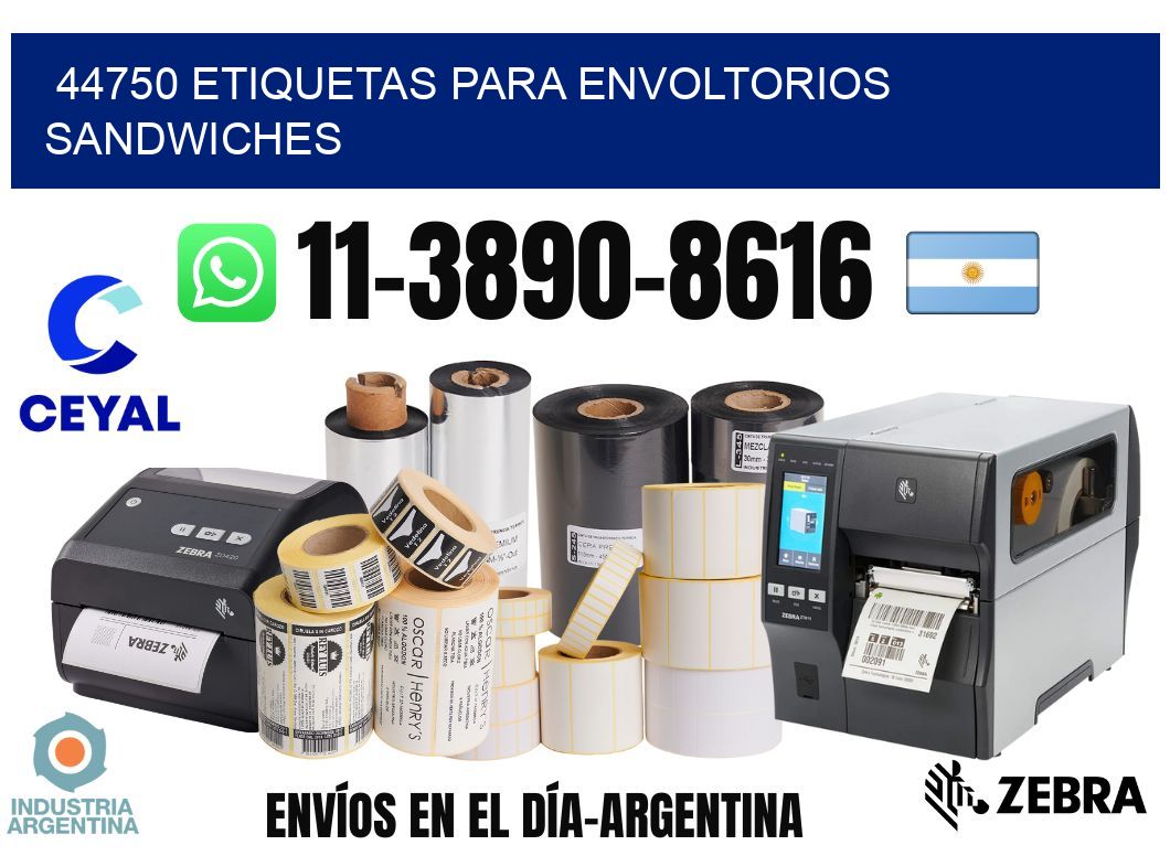 44750 etiquetas para envoltorios sandwiches