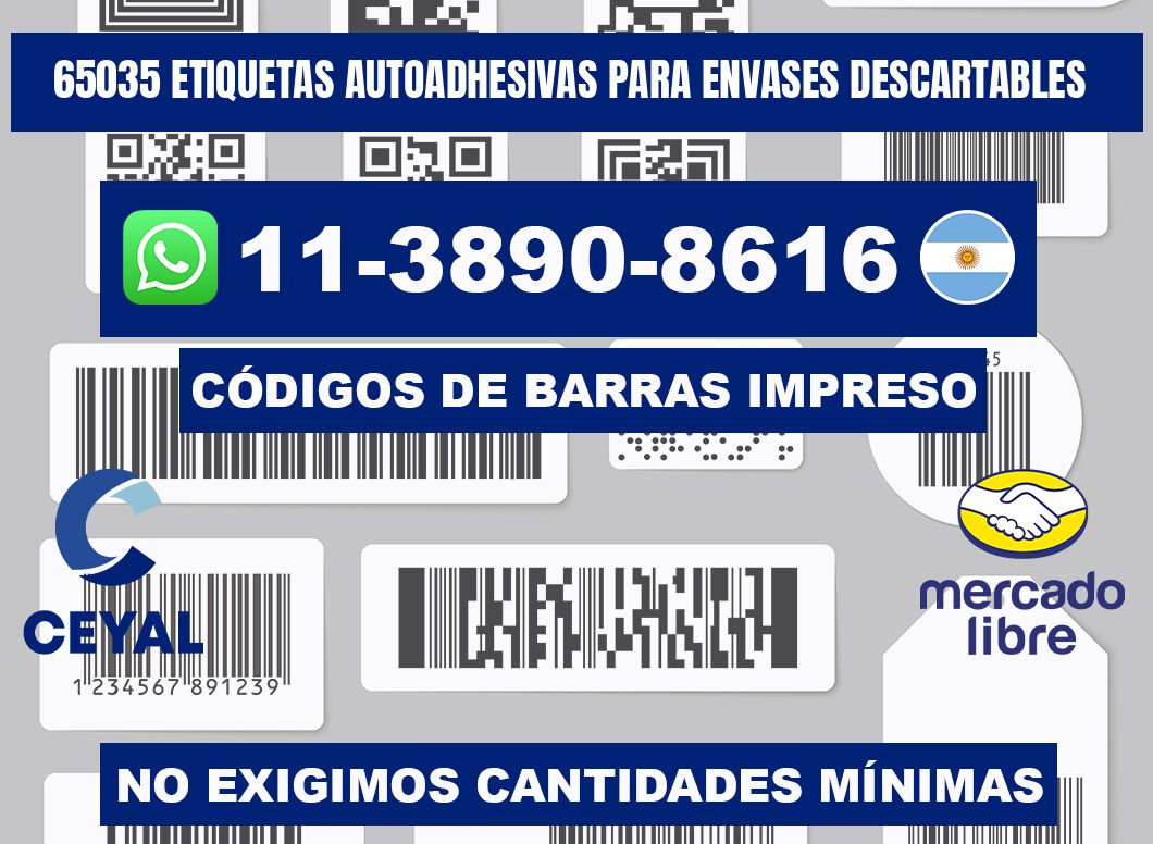 65035 etiquetas autoadhesivas para envases descartables