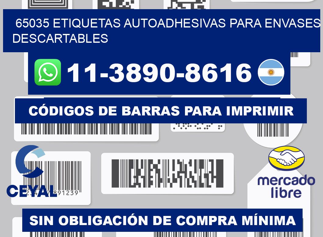 65035 etiquetas autoadhesivas para envases descartables