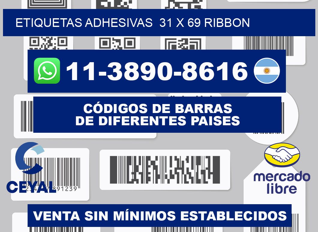 Etiquetas adhesivas  31 x 69 ribbon