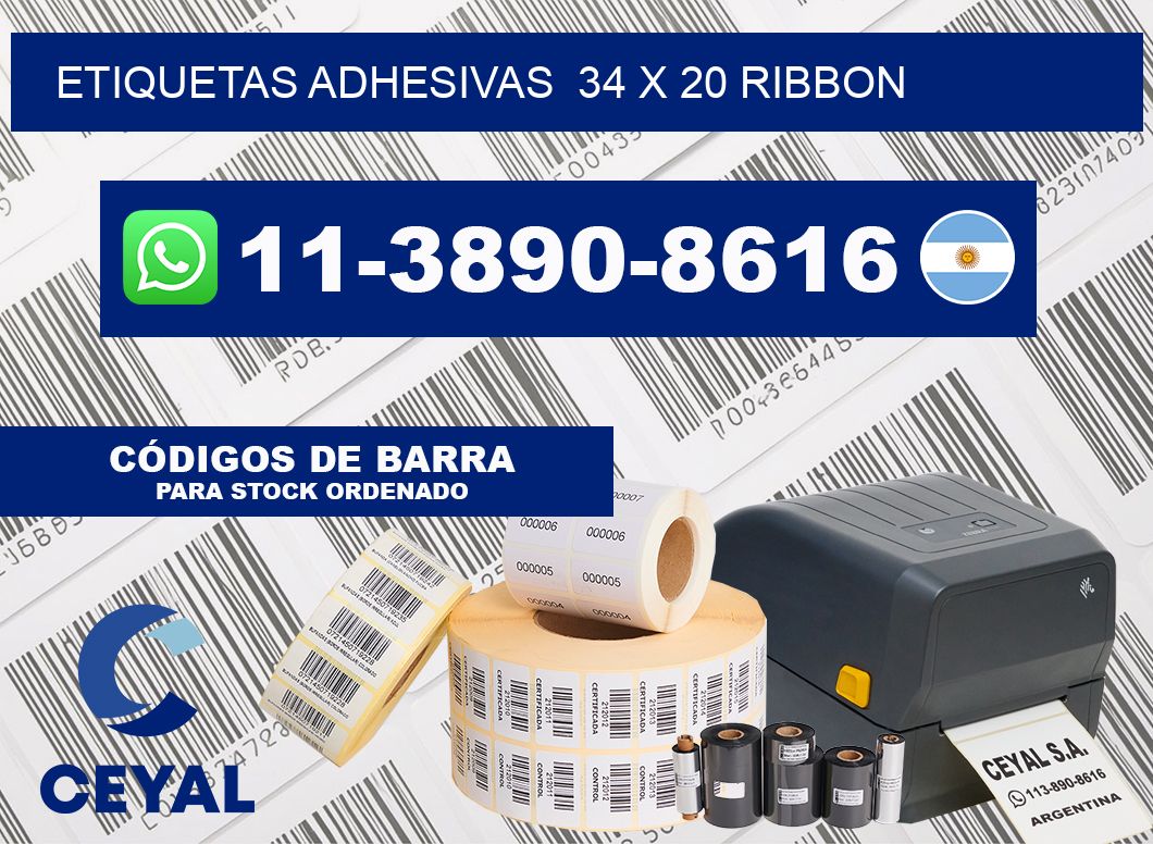 Etiquetas adhesivas  34 x 20 ribbon