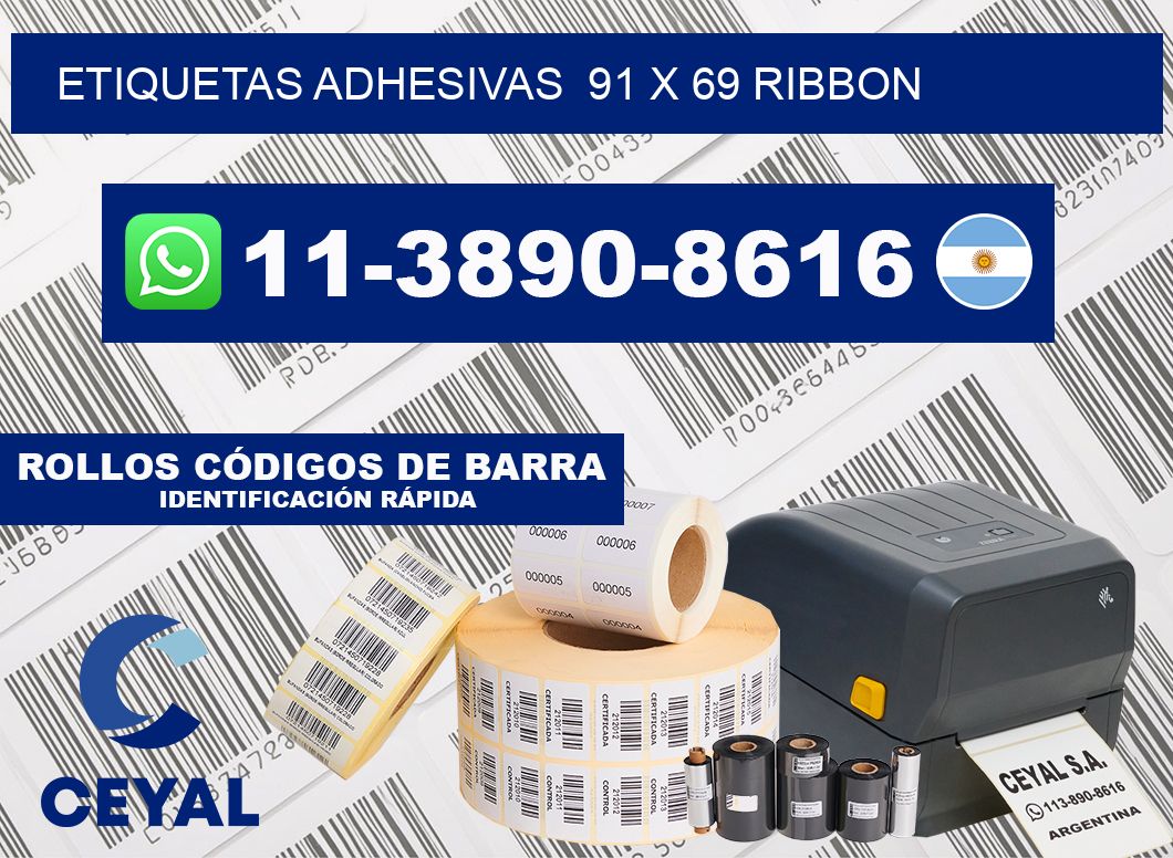 Etiquetas adhesivas  91 x 69 ribbon