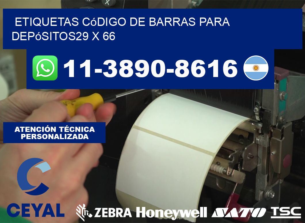 Etiquetas código de barras para depósitos29 x 66