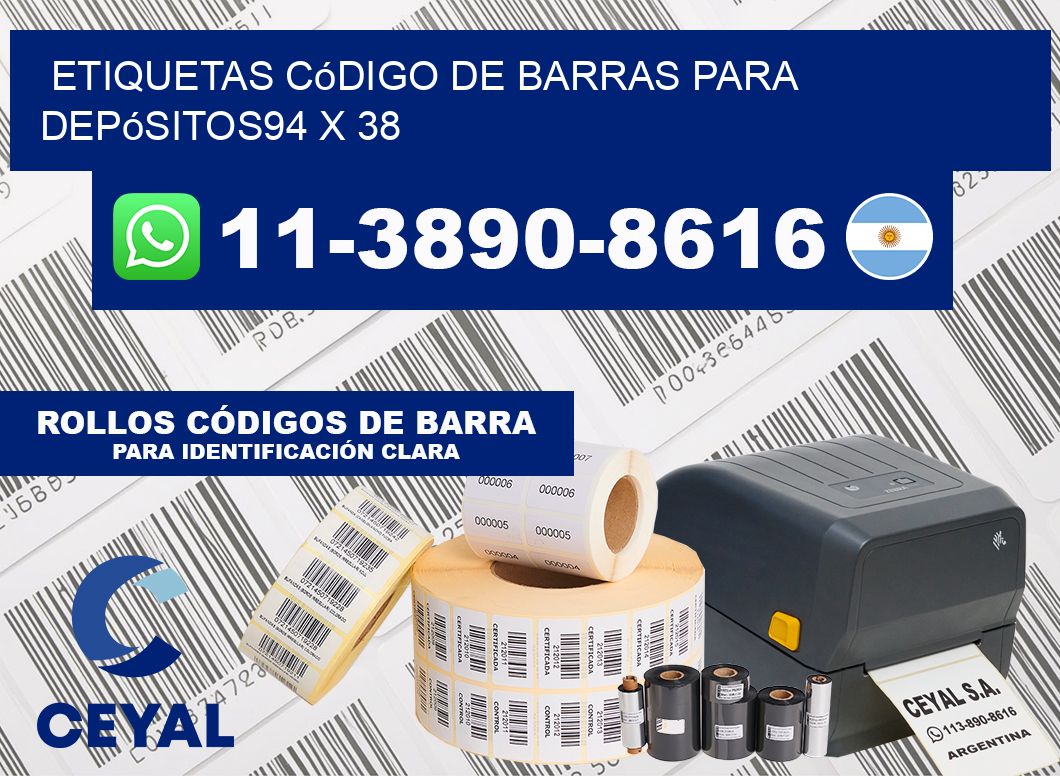 Etiquetas código de barras para depósitos94 x 38