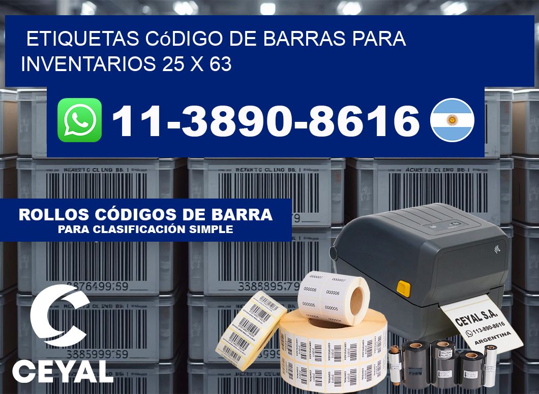 Etiquetas código de barras para inventarios 25 x 63