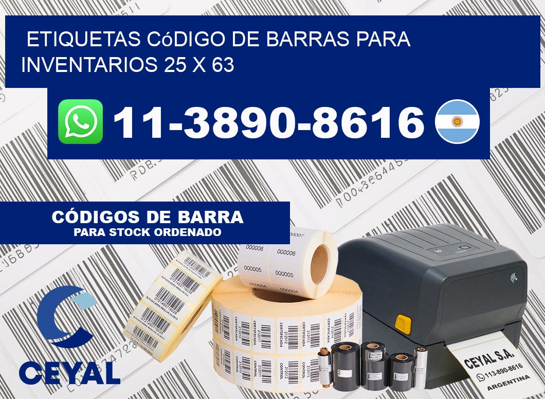 Etiquetas código de barras para inventarios 25 x 63
