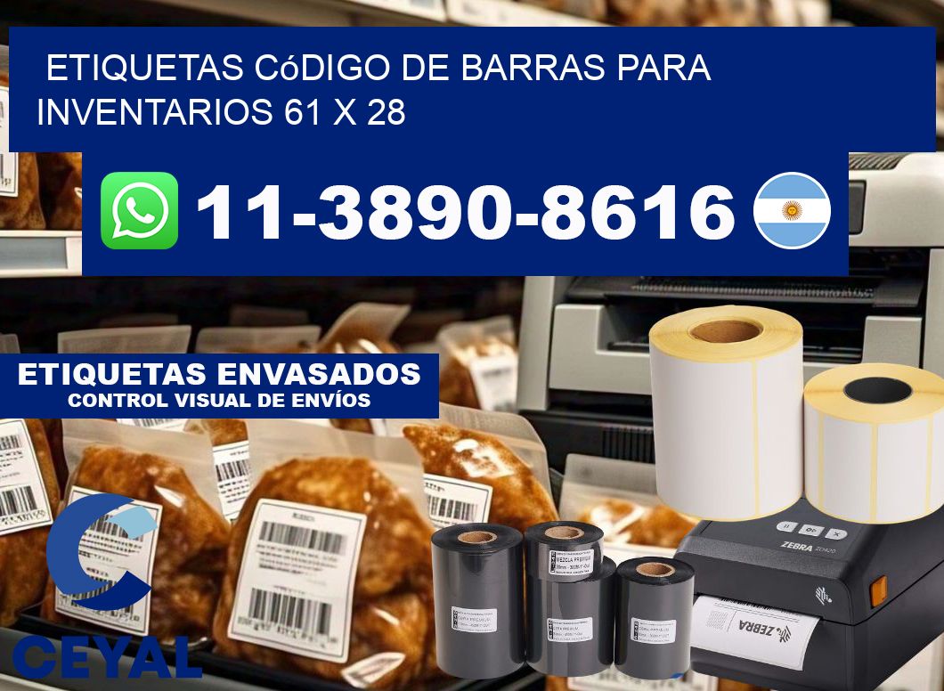 Etiquetas código de barras para inventarios 61 x 28
