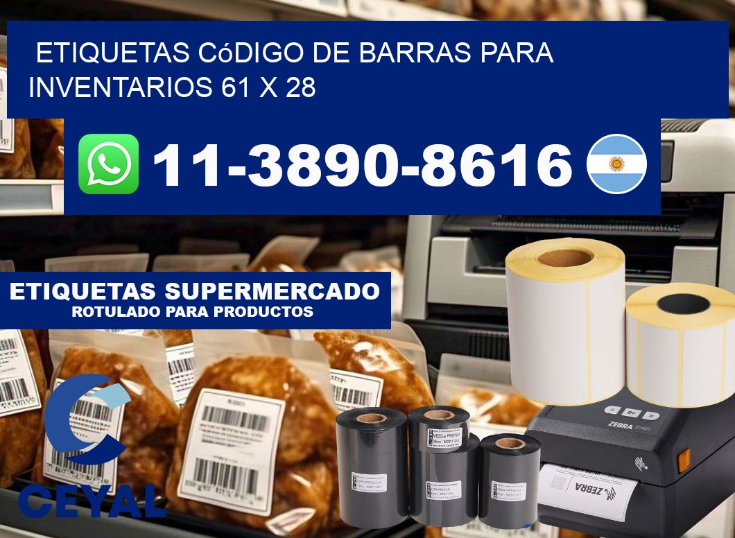 Etiquetas código de barras para inventarios 61 x 28