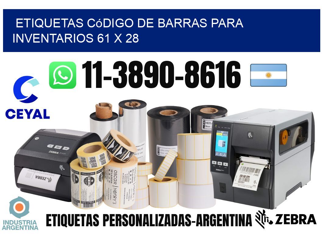 Etiquetas código de barras para inventarios 61 x 28