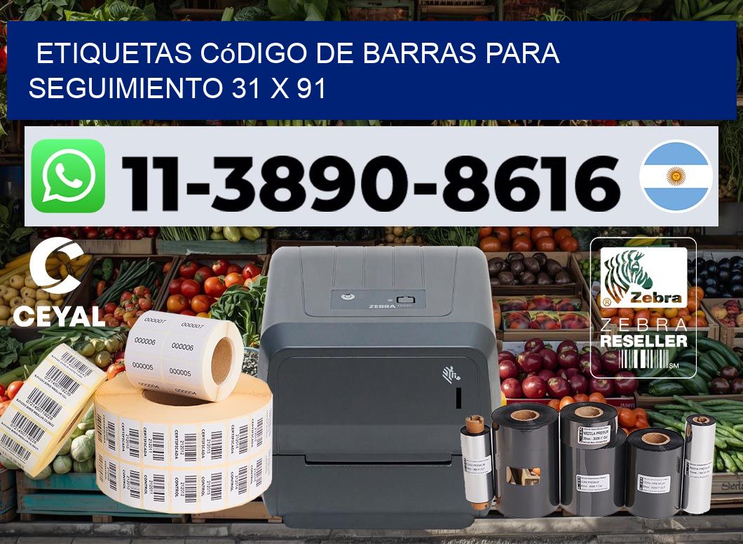 Etiquetas código de barras para seguimiento 31 x 91