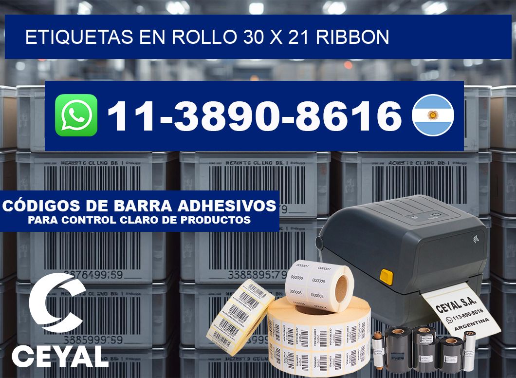 Etiquetas en rollo 30 x 21 ribbon