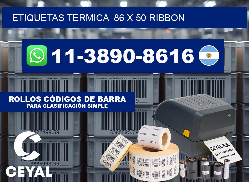 Etiquetas termica  86 x 50 ribbon