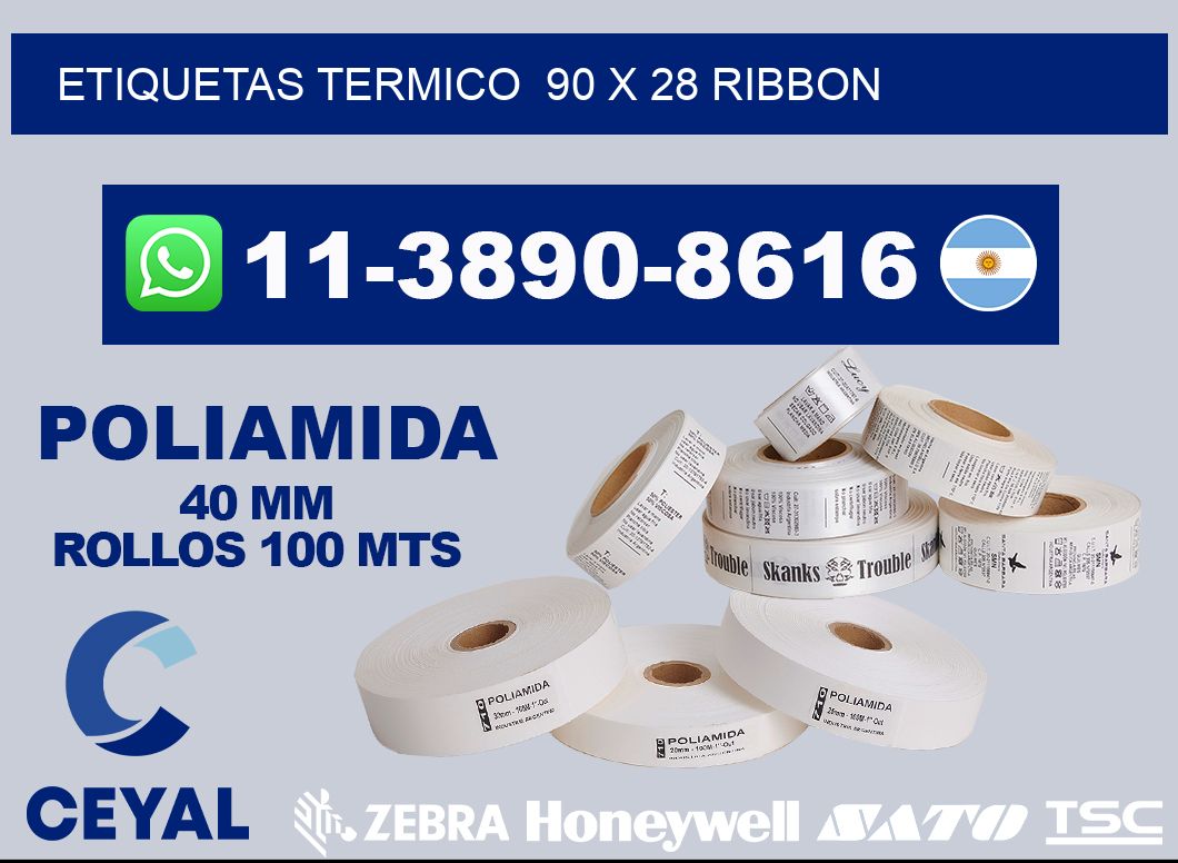 Etiquetas termico  90 x 28 ribbon