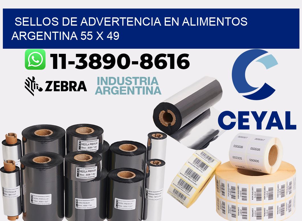 Sellos de advertencia en Alimentos argentina 55 x 49