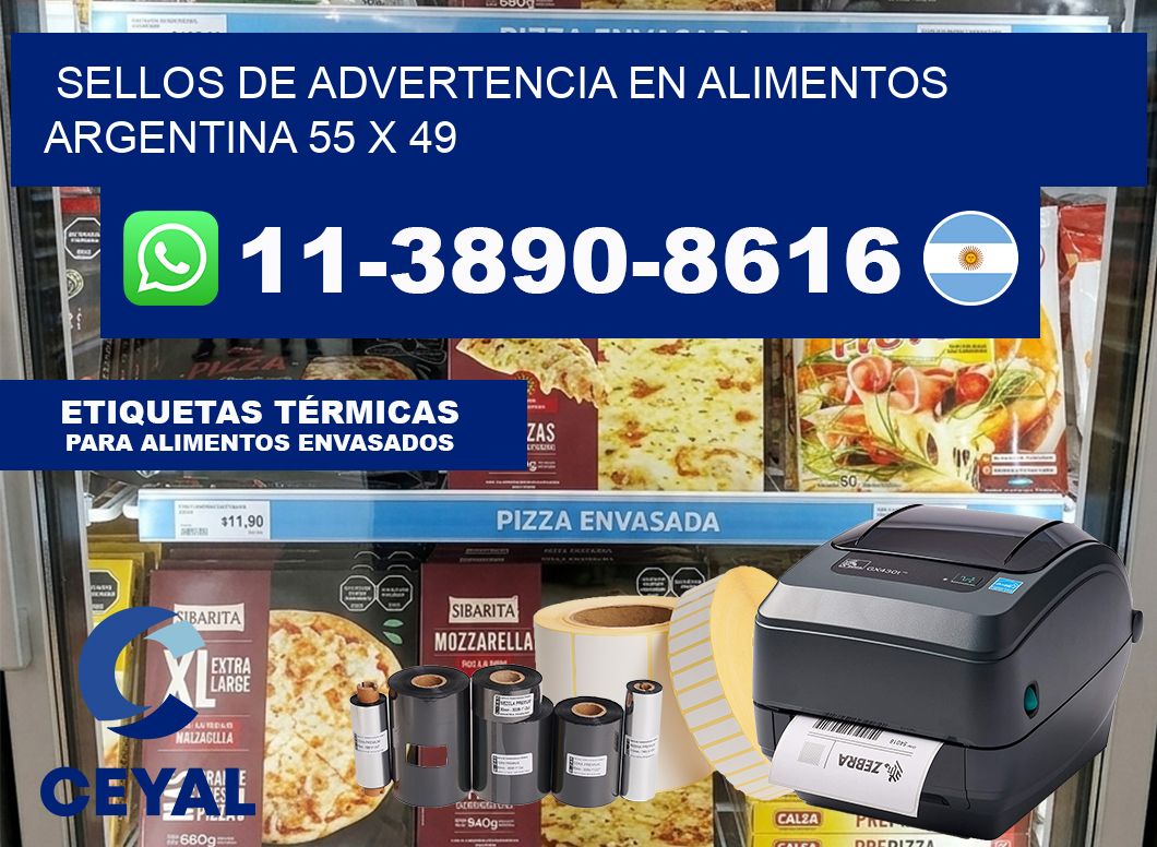 Sellos de advertencia en Alimentos argentina 55 x 49