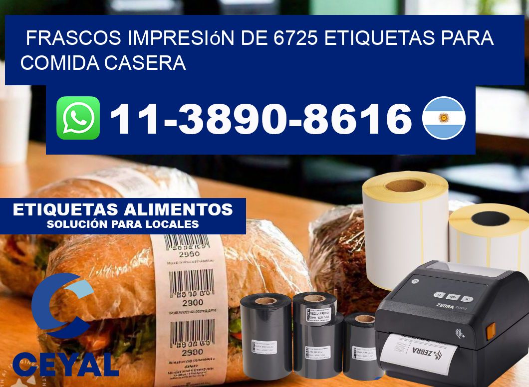 frascos impresión de 6725 etiquetas para comida casera