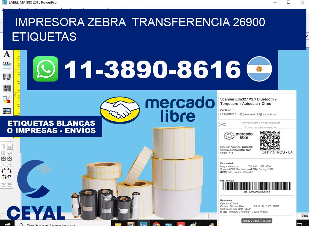 impresora zebra  transferencia 26900 etiquetas