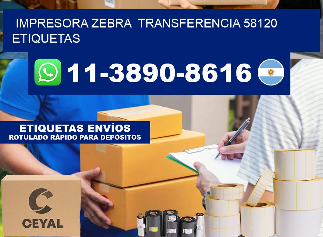 impresora zebra transferencia 58120 etiquetas