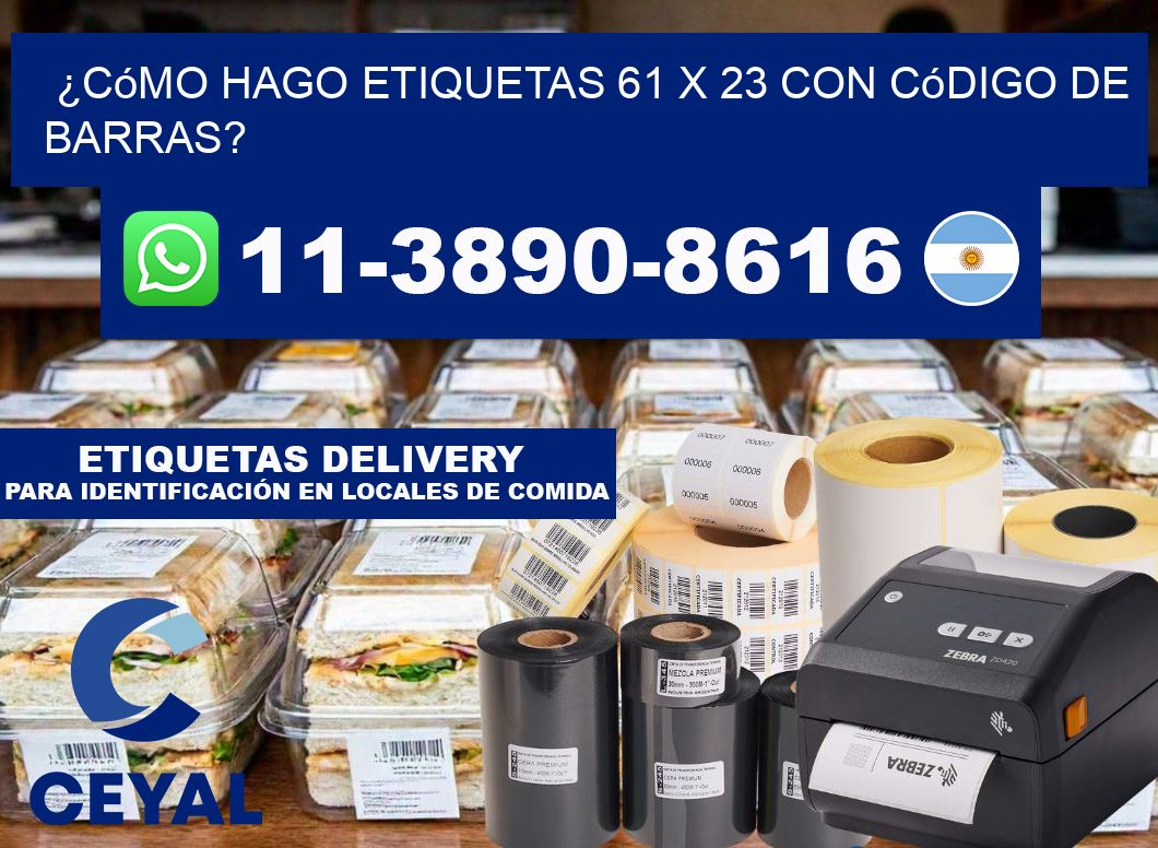 ¿Cómo hago etiquetas 61 x 23 con código de barras?