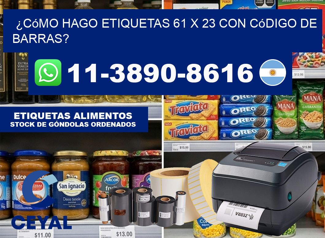 ¿Cómo hago etiquetas 61 x 23 con código de barras?