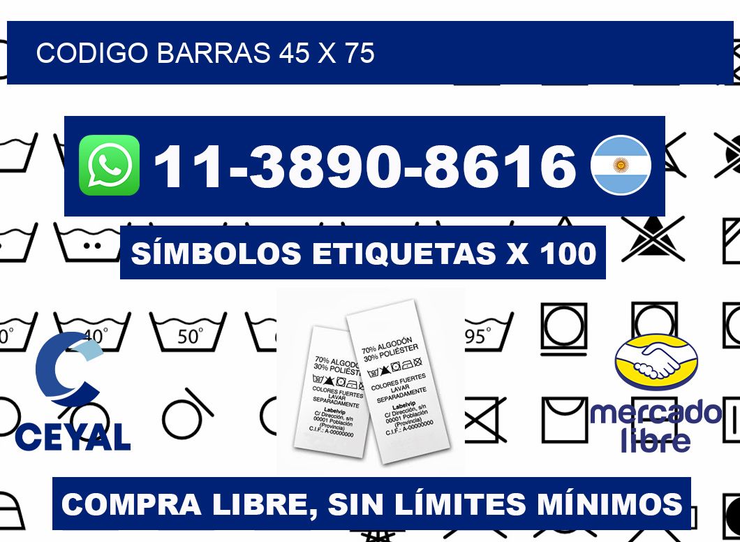 Codigo barras 45 x 75