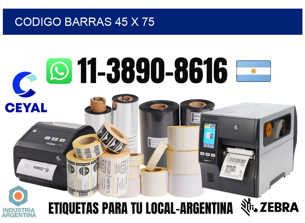 Codigo barras 45 x 75