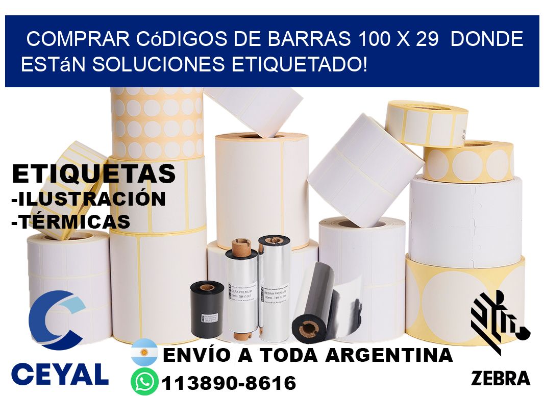 Comprar códigos de barras 100 x 29  donde están soluciones etiquetado!