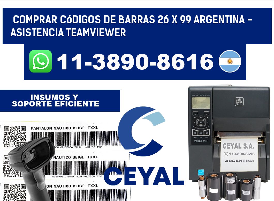 Comprar códigos de barras 26 x 99 argentina - asistencia teamviewer