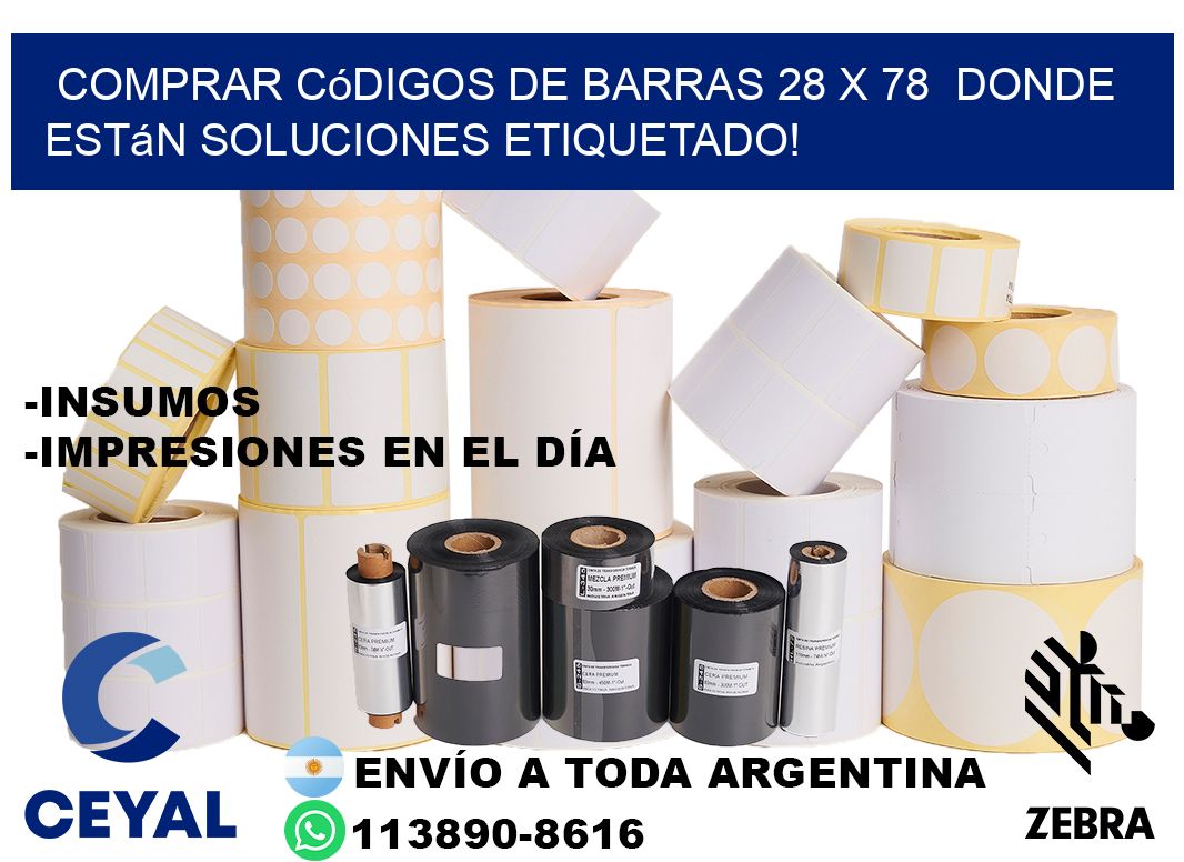 Comprar códigos de barras 28 x 78  donde están soluciones etiquetado!