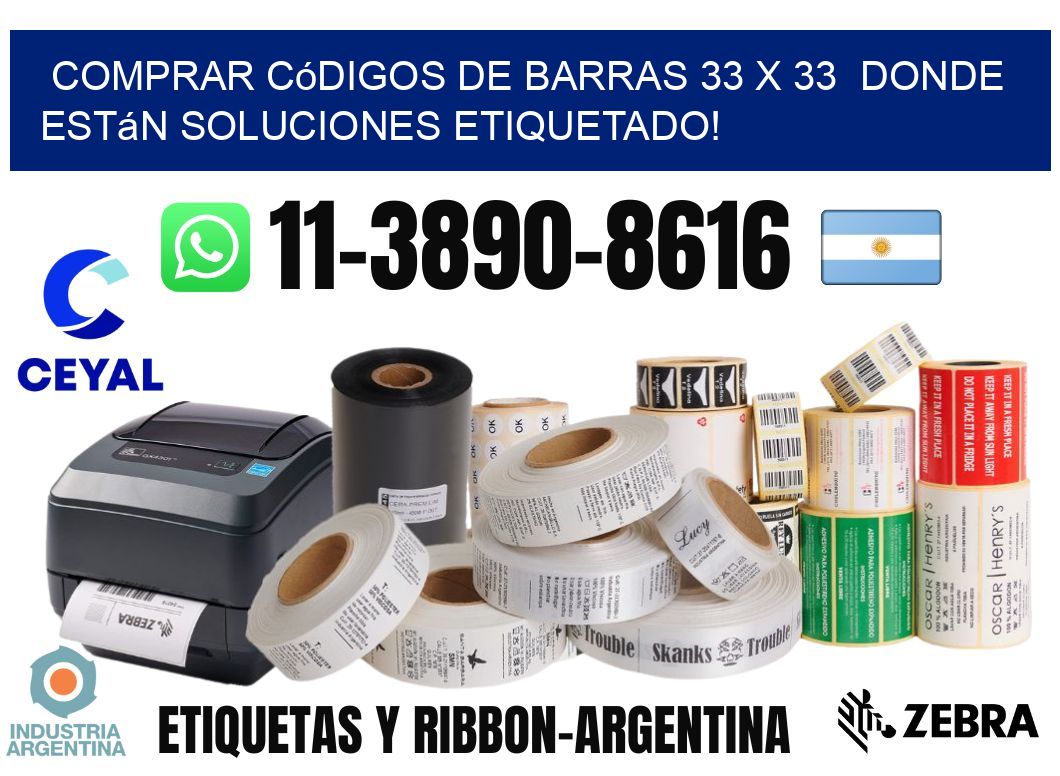 Comprar códigos de barras 33 x 33  donde están soluciones etiquetado!