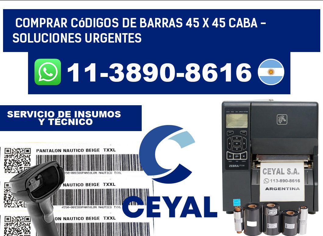 Comprar códigos de barras 45 x 45 CABA - soluciones urgentes