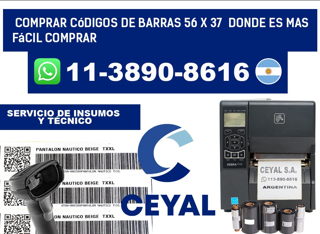Comprar códigos de barras 56 x 37  Donde es mas fácil comprar