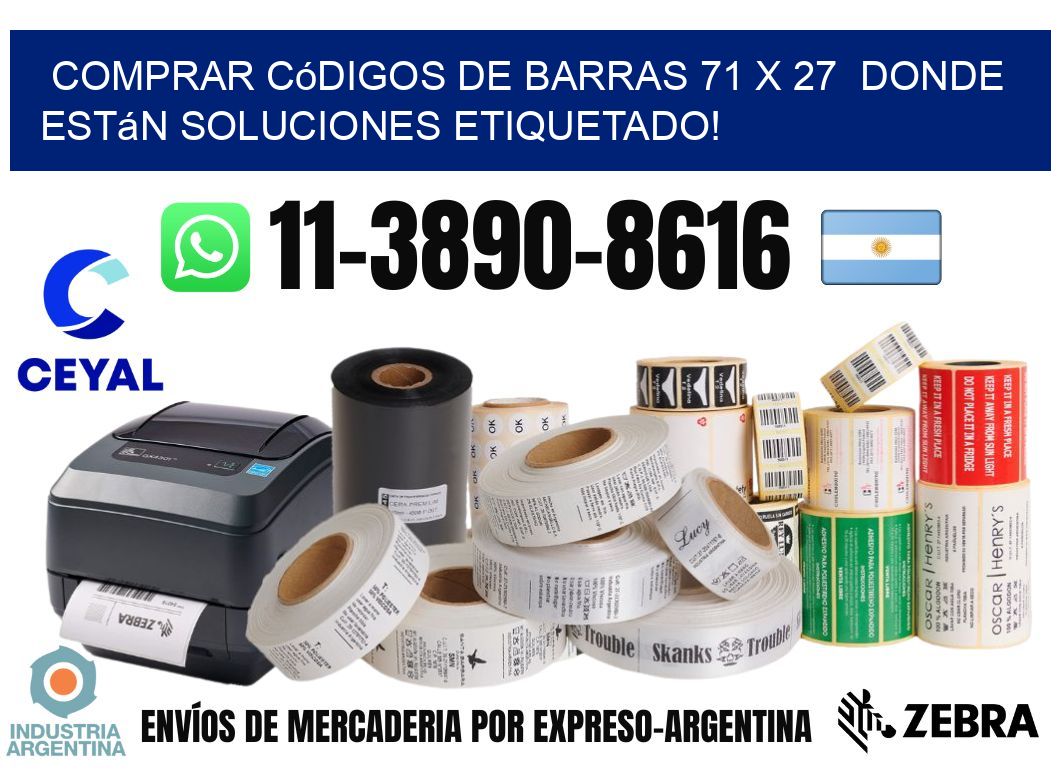 Comprar códigos de barras 71 x 27  donde están soluciones etiquetado!