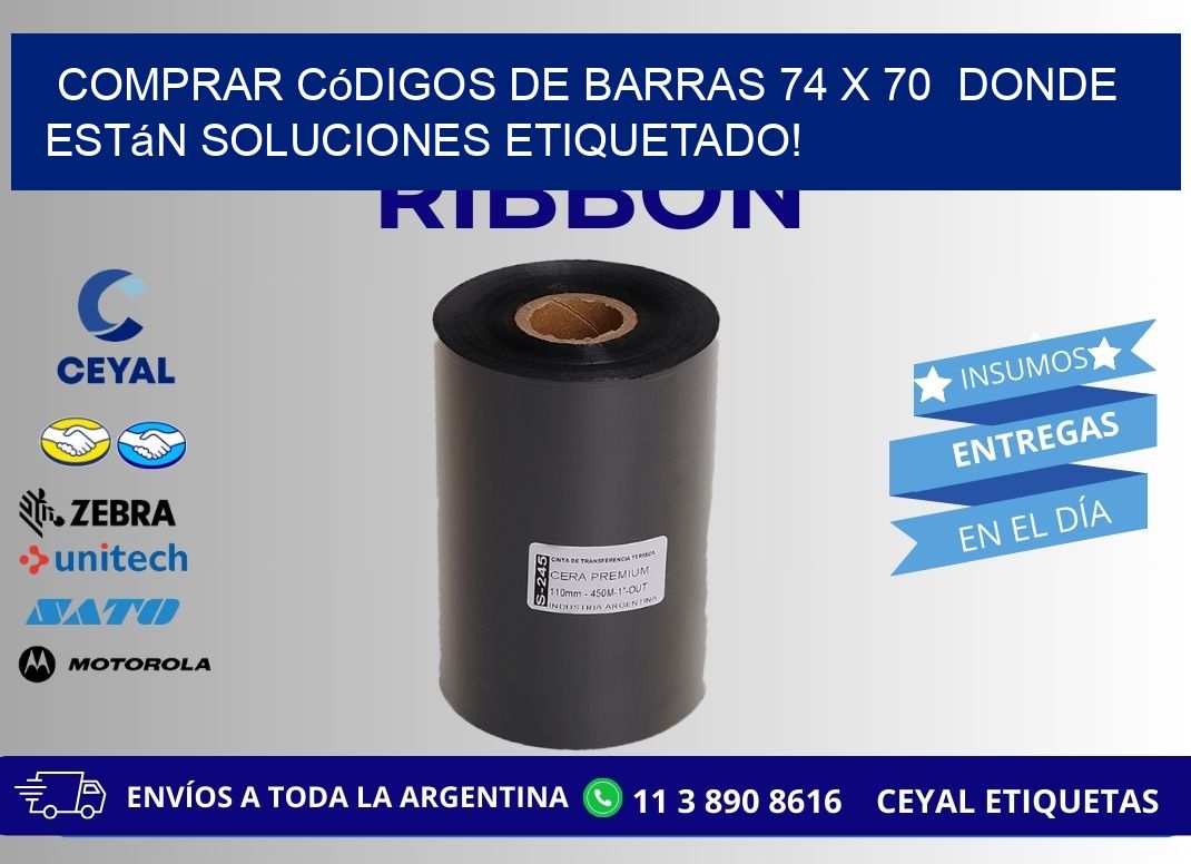 Comprar códigos de barras 74 x 70  donde están soluciones etiquetado!