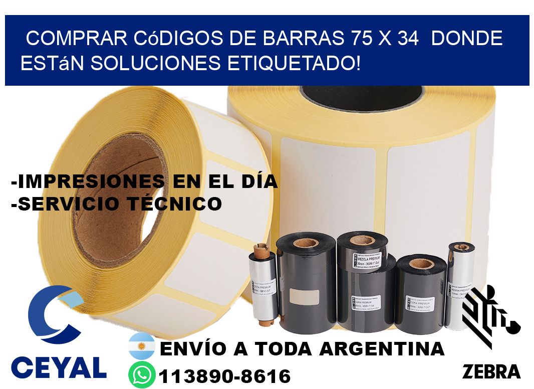 Comprar códigos de barras 75 x 34  donde están soluciones etiquetado!
