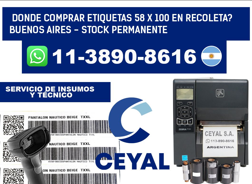 Donde Comprar etiquetas 58 x 100 en RECOLETA? Buenos Aires - Stock permanente