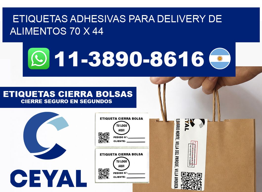 ETIQUETAS ADHESIVAS PARA DELIVERY DE ALIMENTOS 70 x 44
