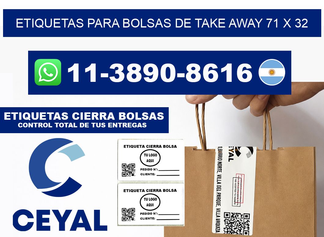 ETIQUETAS PARA BOLSAS DE TAKE AWAY 71 x 32