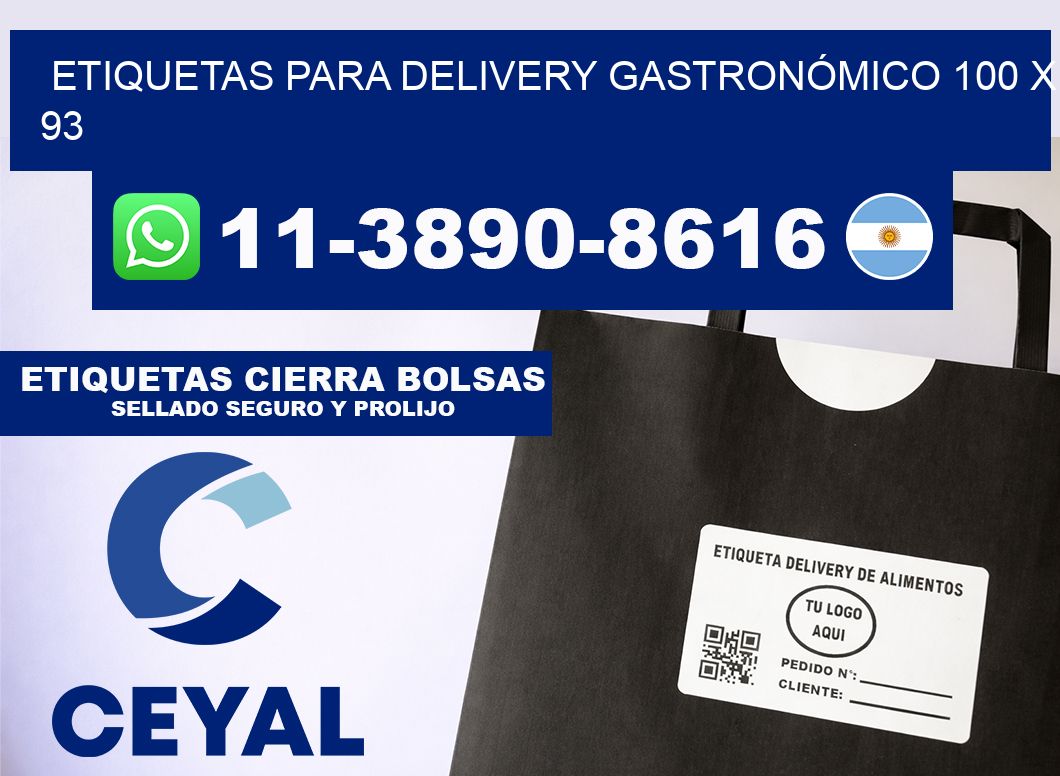 ETIQUETAS PARA DELIVERY GASTRONÓMICO 100 x 93