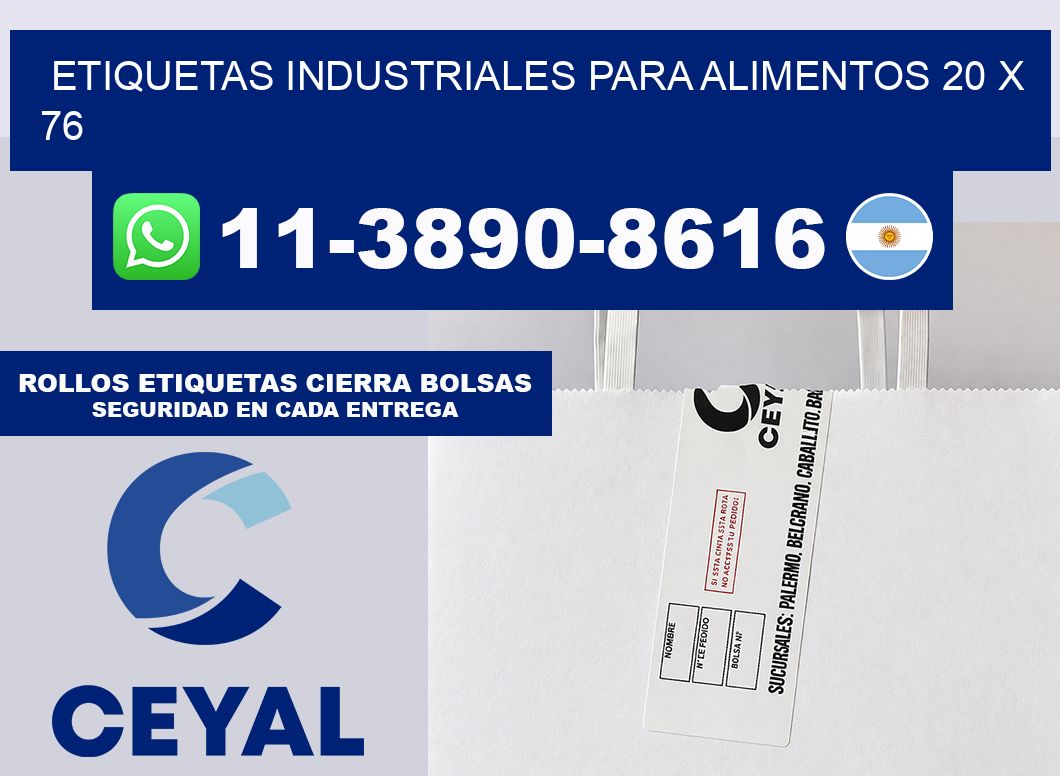 Etiquetas industriales para alimentos 20 x 76