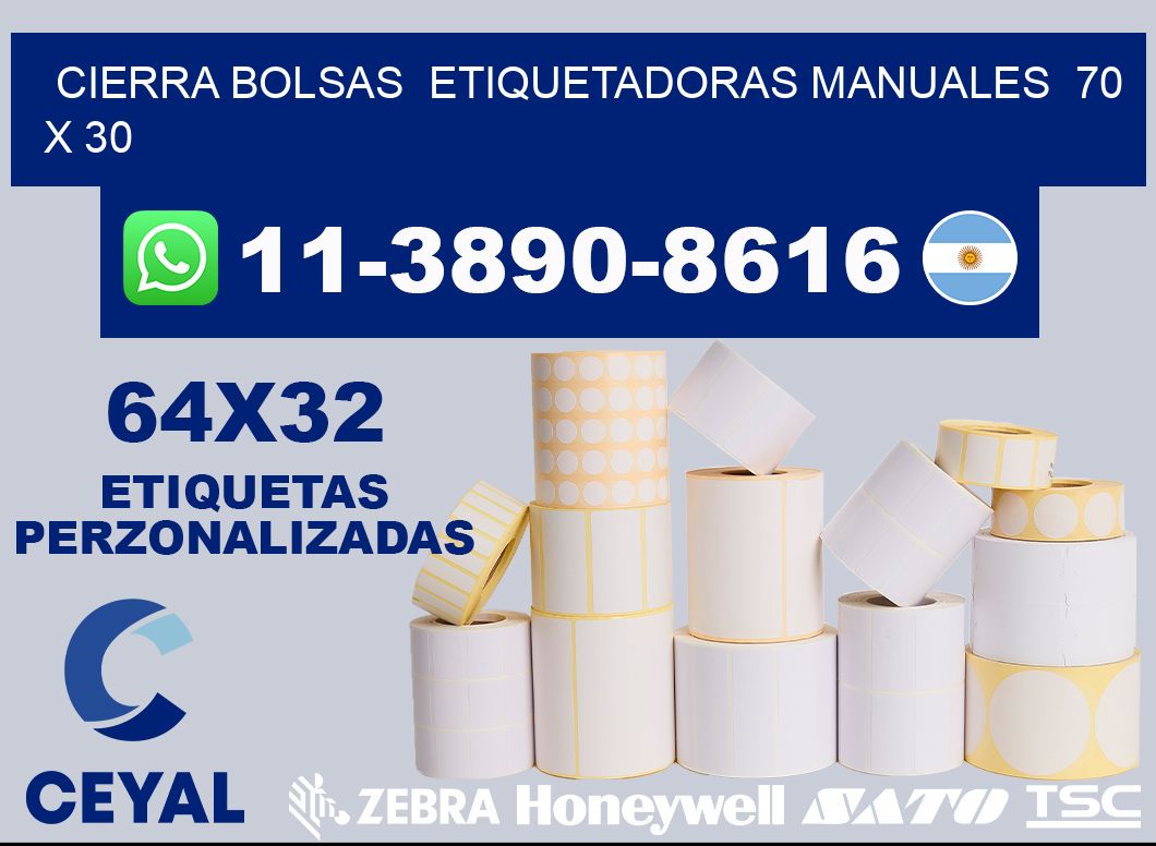 cierra bolsas  Etiquetadoras Manuales  70 x 30