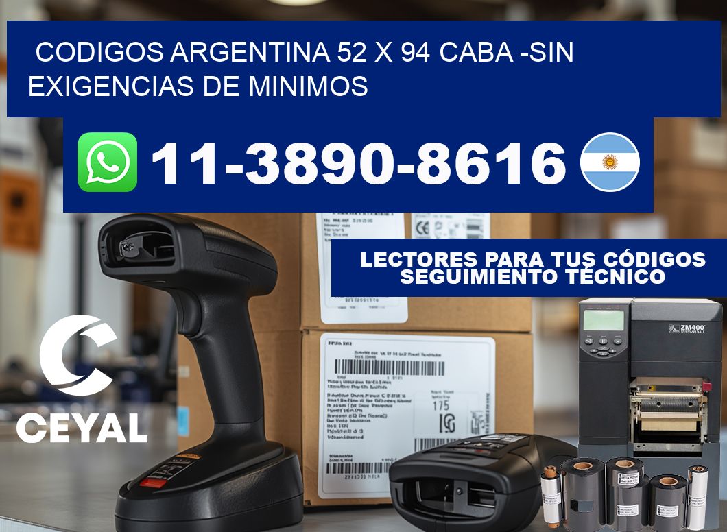 codigos Argentina 52 x 94 CABA -Sin exigencias de minimos
