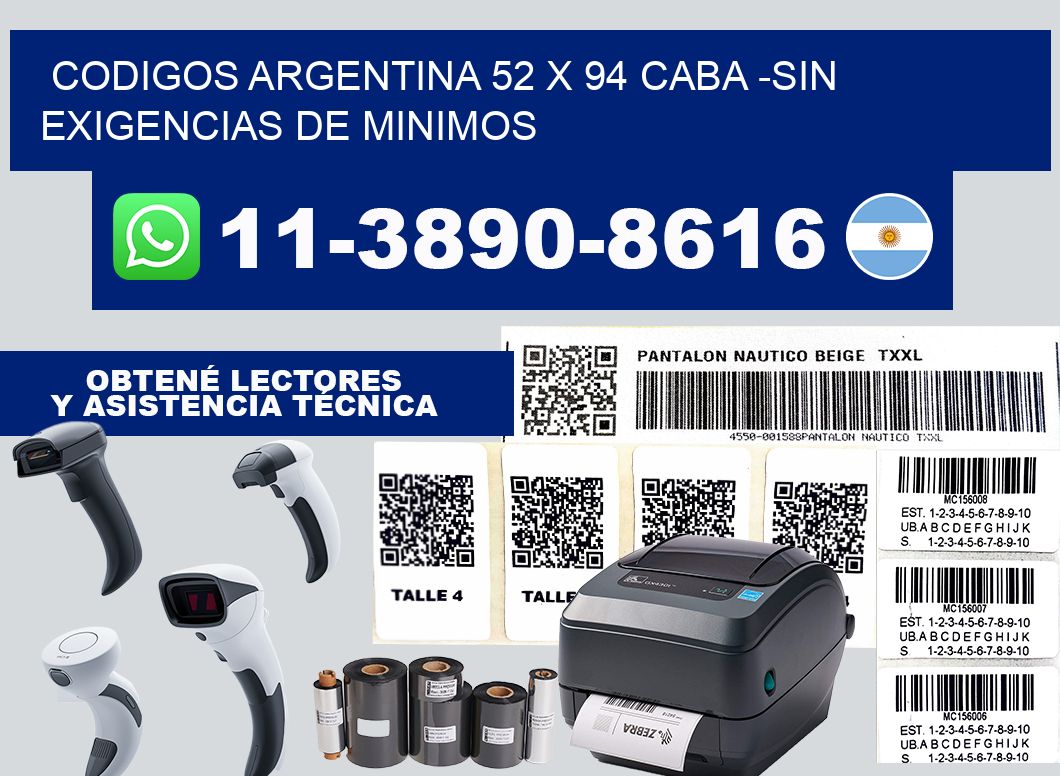 codigos Argentina 52 x 94 CABA -Sin exigencias de minimos