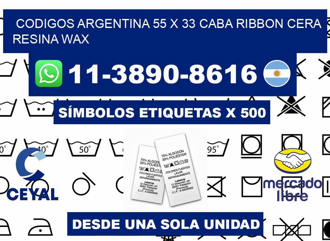 codigos Argentina 55 x 33 CABA Ribbon cera resina wax