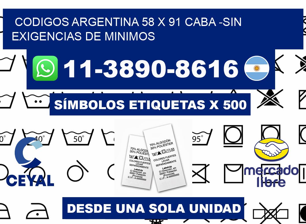 codigos Argentina 58 x 91 CABA -Sin exigencias de minimos