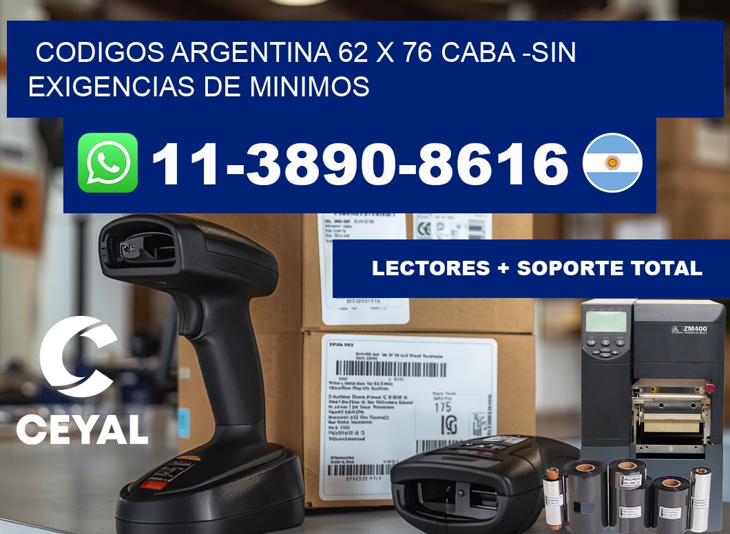 codigos Argentina 62 x 76 CABA -Sin exigencias de minimos
