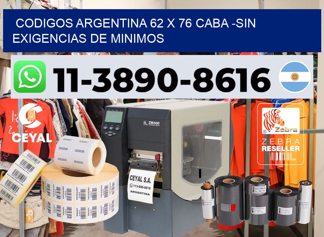 codigos Argentina 62 x 76 CABA -Sin exigencias de minimos