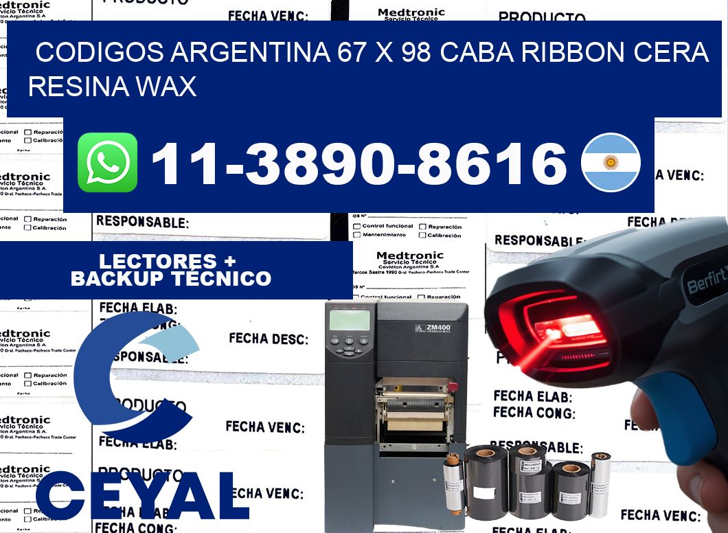 codigos Argentina 67 x 98 CABA Ribbon cera resina wax